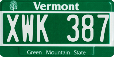 VT license plate XWK387