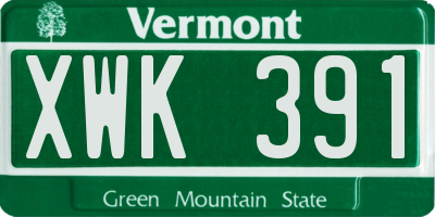 VT license plate XWK391