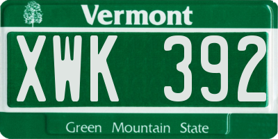 VT license plate XWK392