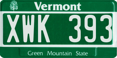 VT license plate XWK393