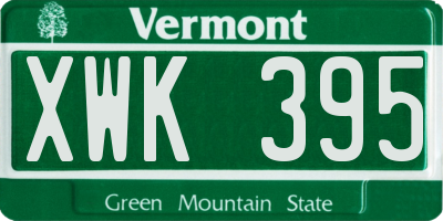 VT license plate XWK395