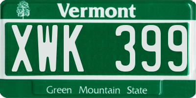 VT license plate XWK399