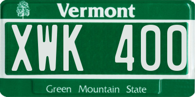 VT license plate XWK400