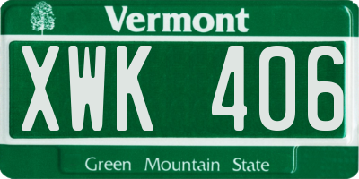 VT license plate XWK406