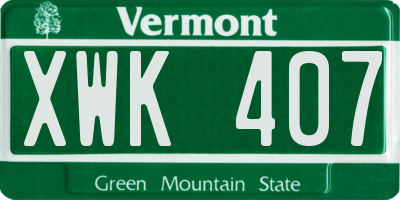 VT license plate XWK407