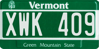 VT license plate XWK409