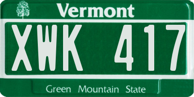 VT license plate XWK417