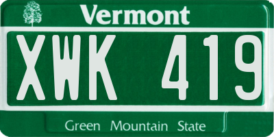VT license plate XWK419
