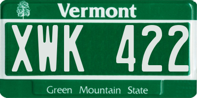 VT license plate XWK422