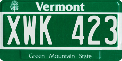 VT license plate XWK423