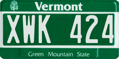 VT license plate XWK424