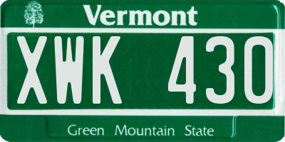 VT license plate XWK430