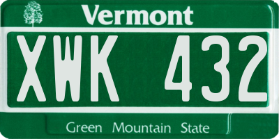 VT license plate XWK432