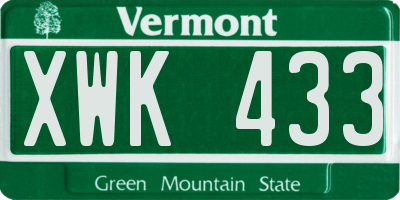 VT license plate XWK433