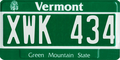 VT license plate XWK434