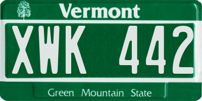 VT license plate XWK442