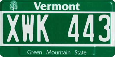 VT license plate XWK443