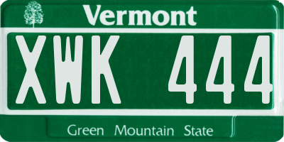 VT license plate XWK444