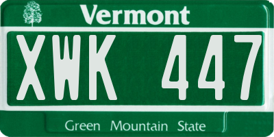 VT license plate XWK447