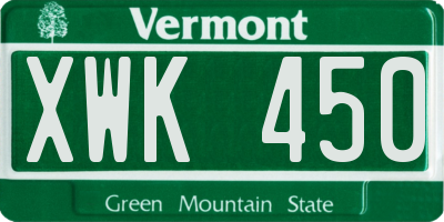 VT license plate XWK450