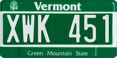 VT license plate XWK451