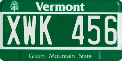 VT license plate XWK456