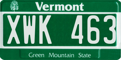 VT license plate XWK463