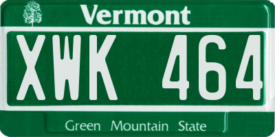 VT license plate XWK464
