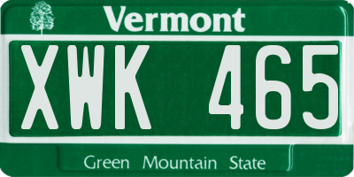 VT license plate XWK465
