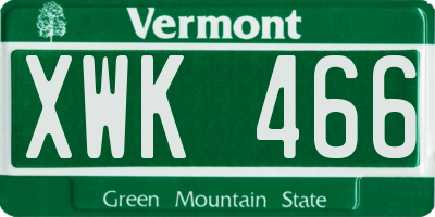 VT license plate XWK466