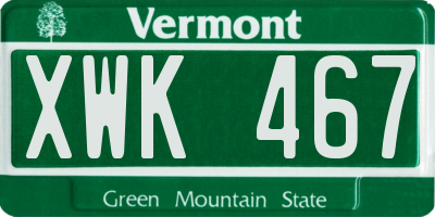 VT license plate XWK467