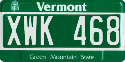 VT license plate XWK468