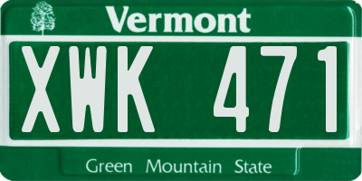 VT license plate XWK471