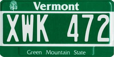 VT license plate XWK472