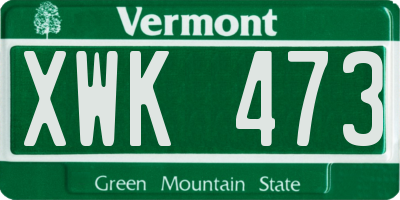 VT license plate XWK473