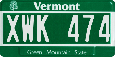 VT license plate XWK474
