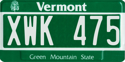 VT license plate XWK475