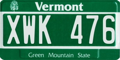 VT license plate XWK476