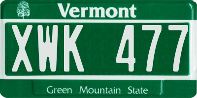 VT license plate XWK477