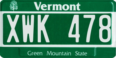 VT license plate XWK478