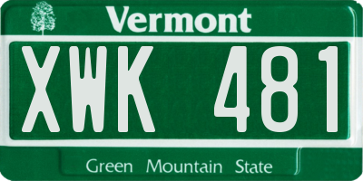 VT license plate XWK481