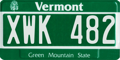 VT license plate XWK482
