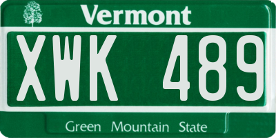 VT license plate XWK489