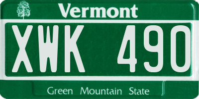 VT license plate XWK490