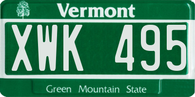 VT license plate XWK495