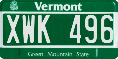 VT license plate XWK496
