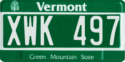 VT license plate XWK497
