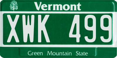 VT license plate XWK499