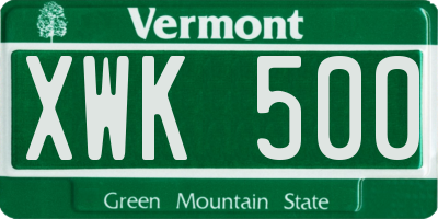 VT license plate XWK500