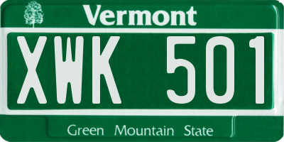 VT license plate XWK501
